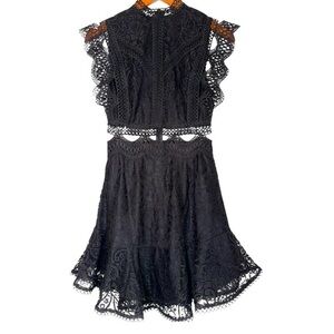 Hello Molly The Meeting Ground Dress Black Crochet Cut-Out Ruffle Size 2